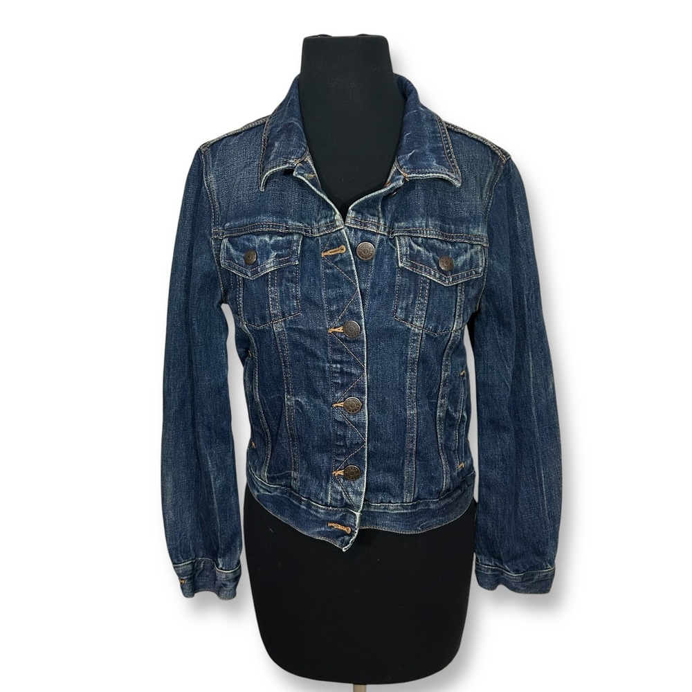 EUC J.Crew Denim Jacket‎ Indigo Blue Jean Jacket Classic Fitted Women's S